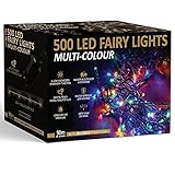 NETTA Christmas Tree Fairy Lights - 500 LED Multi-Colour with 8 Different Modes; for Outdoor & Indoor Use, Xmas Party Decorations - 500 LED/ 50M Lit-Length