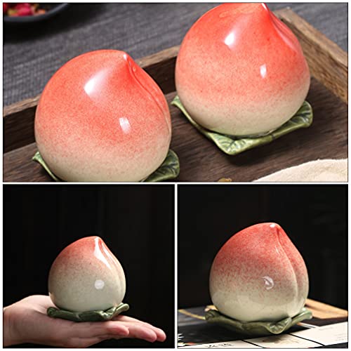 Cabilock Lata de cerámica creativa con forma de melocotón, estilo japonés, para té, café, especias, azúcar, miel - Imagen 5
