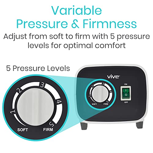 Vive Alternating Pressure Mattress 5" - Air Topper Pad For Bed Sore, Ulcer Prevention, Bedridden Treatment - Inflatable, Quiet Alternative Cover - Fits Hospital Bed - Includes Electric Pump System #TOP6