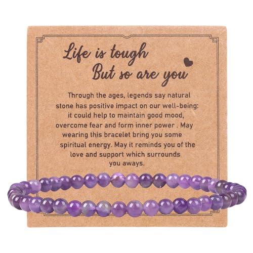 GWAWG Bracelet Femme en Pierres Naturelles 4 mm,Améthyste, Obsidienne, Quartz Rose, Œil de Chat, Cristal, Bijou Symbolique Cadeau Porte-Bonheur pour Femme Homme...