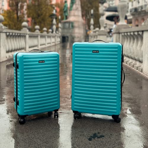 Image of THE ASSEMBLY Large Check in Luggage Polycarbonate 94 L- Premium Hardsided Suitcase Trolley - Teal