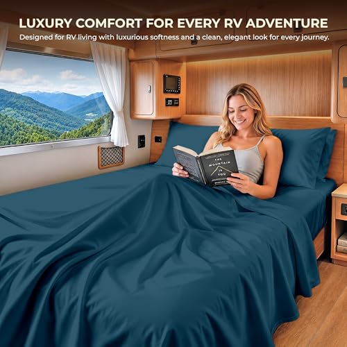 Image of SGI bedding 100% Egyptian Cotton Sheets RV King Size - 600 Thread Count Sheets Set, Soft, Cooling, 15 inch Deep Pocket, Luxury Hotel Bedding, Breathable, Durable - Teal