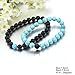 Long Way His and Hers Bracelets Black Matte Agate & Blue Turquoise 8mm Stone Beads Bracelet(2 pcs)