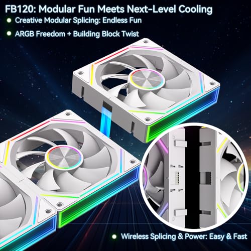 Ventiladores ARGB de 120 mm FB120 con espejo infinito y control remoto pack de 3 para PC 2
