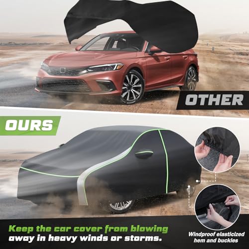 Image of Mixsuper Liner Car Cover for Honda Civic 1991-2026, 7 Layers Waterproof Car Cover Accessories for Civic with Zipper Door, Windproof Straps, Reflective Strips, Anti-UV, All Weather