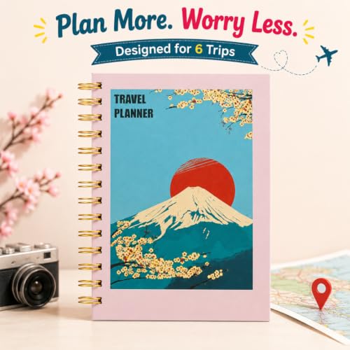 Image of Travel Journal & Diary for 6 Trips - A5 Guided Trip Planner, Bucket List & Travel Memory Book (Mount Fuji)