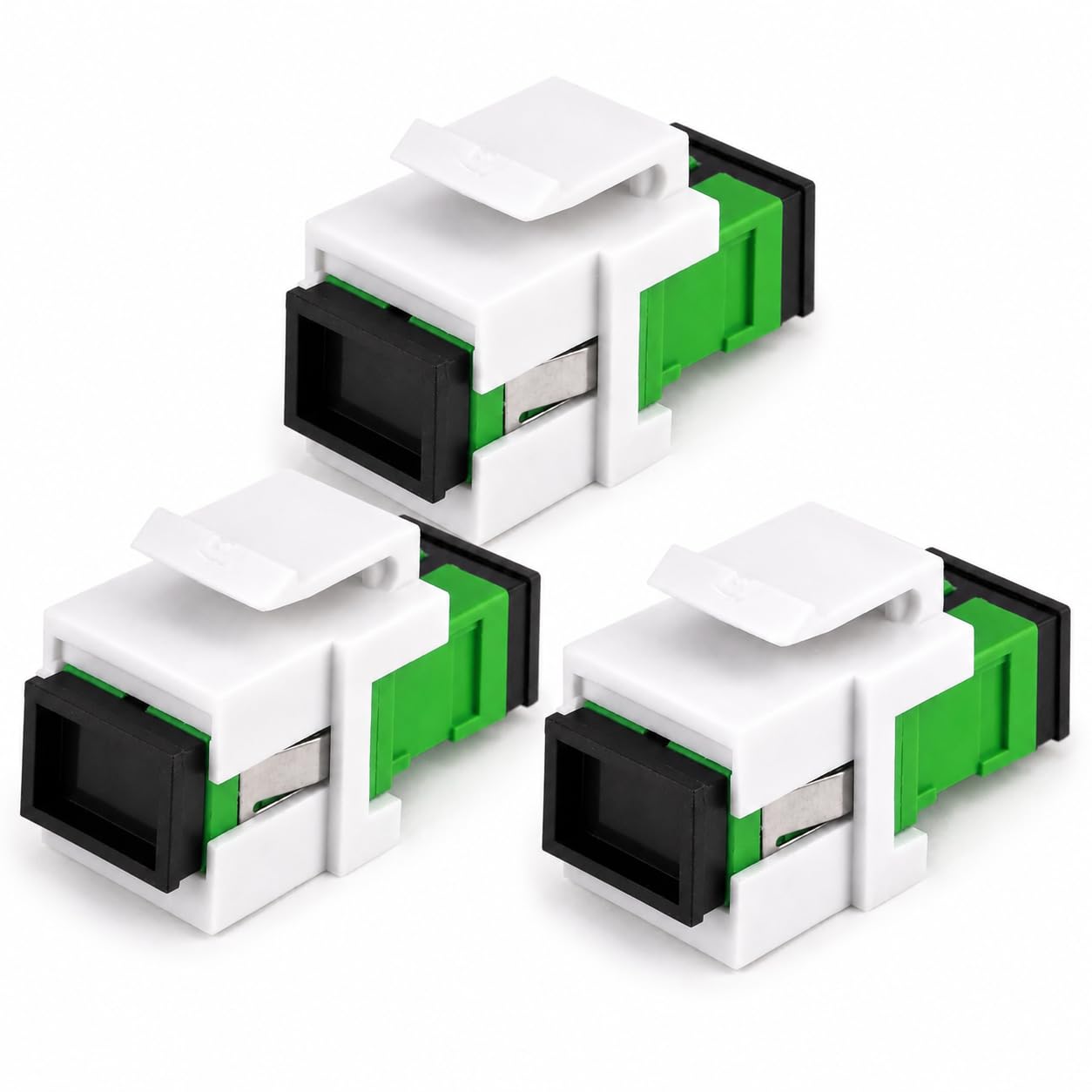 3 connettori Keystone fibra ottica OS1 OS2 APC SC-Simplex femmina monomodale verde
