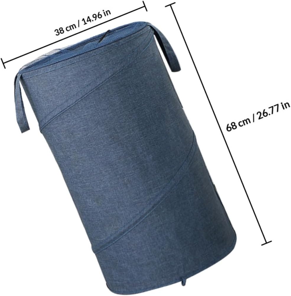 Large Foldable Rolling Laundry Basket with Drawstring, Oxford Cloth Dirty Clothes Hamper with Wheels, 38x68cm Multipurpose Laundry Storage for Home Organization