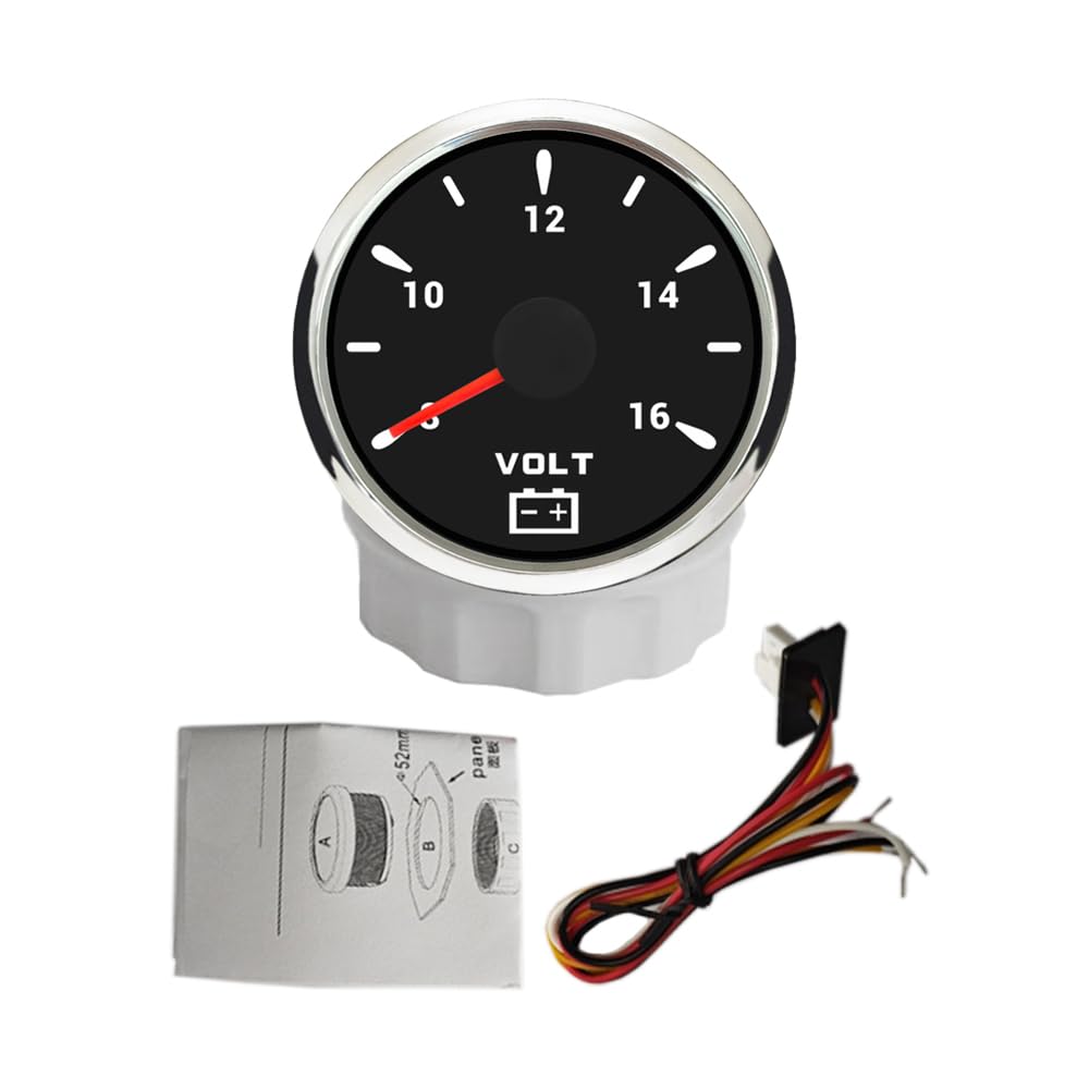 ELING Voltmètre 52 mm 8-16 V 12 voltmètre avec rétroéclairage 7 couleurs pour motos berlines
