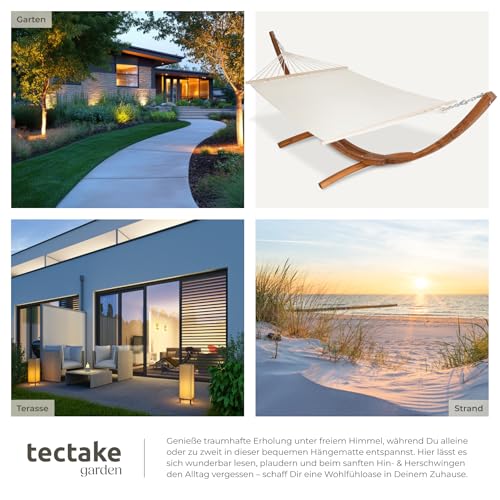 tectake® XXL Outdoor Hängematte für 2 Personen, Doppelliege mit Gestell, Liegefläche 205x150 cm, Belastbarkeit max. 200 kg, Gartenschaukel, Möbel für Balkon, Garten und Terrassen 5