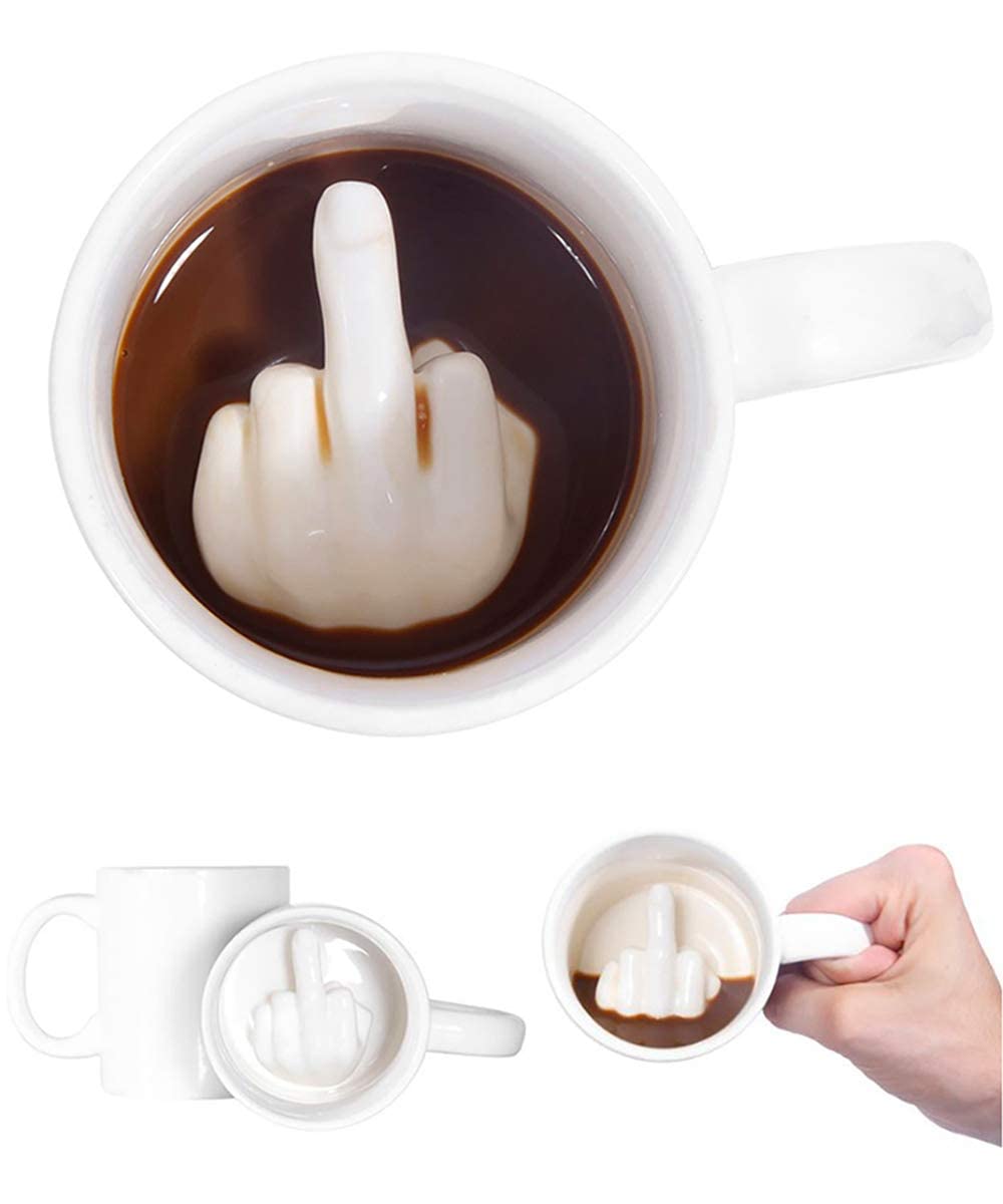 Up Yours Mug Thumbs Up Ceramic Middle Finger Coffee Cup 14 Ounces Milk Tea Funny Coffee Gift Mug