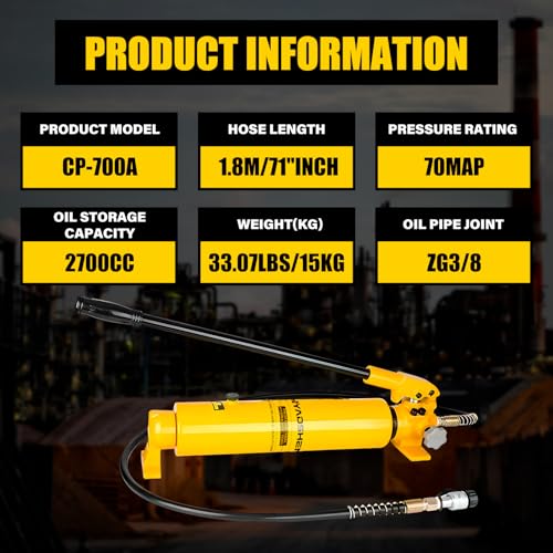 Image of CP-700-2 Hydraulic Manual Pump 10000psi High Pressure Hydraulic Hand Pump 2700cc Oil Capacity Hydraulic Lifting Pump