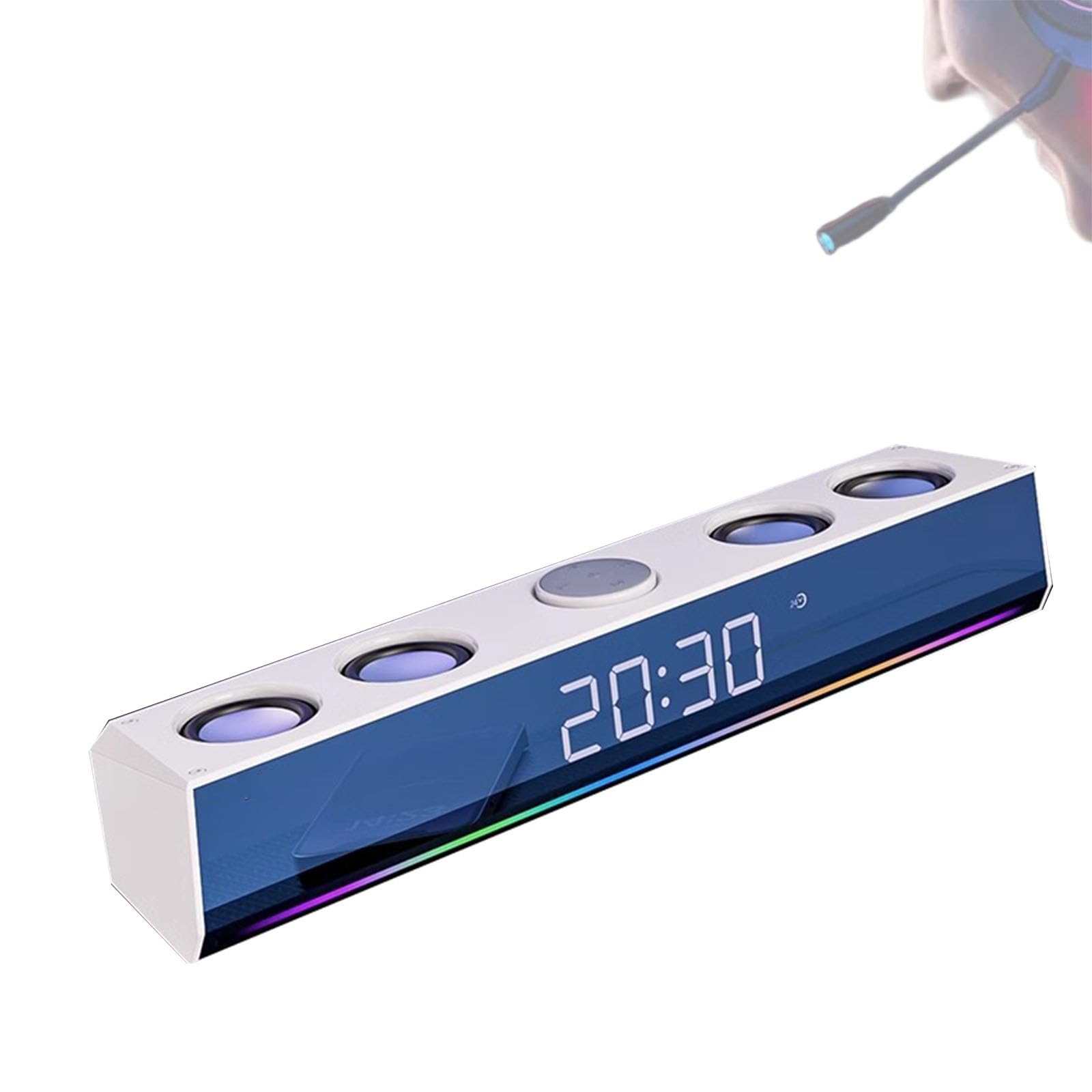 Altoparlanti per computer, Soundbar da 15 pollici, stereo a doppio canale, connessione USB AUX, illuminazione RGB, angolo rialzato di 8°, per monitor desktop, laptop, tablet