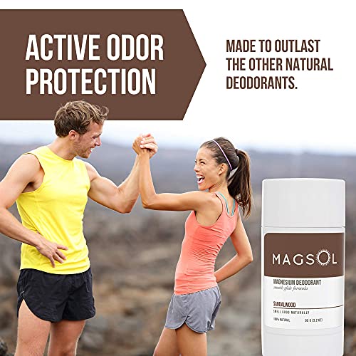 Magsol Natural Deodorant For Men & Women - Mens Deodorant With Magnesium - Perfect For Ultra Sensitive Skin, Aluminum Free Deodorant For Women, Baking Soda Free (2 Pack: Lemongrass & Sandalwood) #TOP2