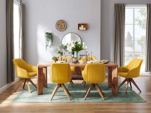 Art Leon Mid Century Modern Swivel Accent Chair With Solid Wood Legs, Desk Chair No Wheels, Armchair For Desk, Medium Yellow #TOP3