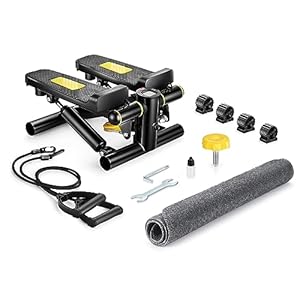 Steppers for Exercise, Mini Stair Stepper with Resistance Bands, Portable Stair Climber Fitness Exercise Equipment for Home Workout, More Than 300lbs Weight Capacity