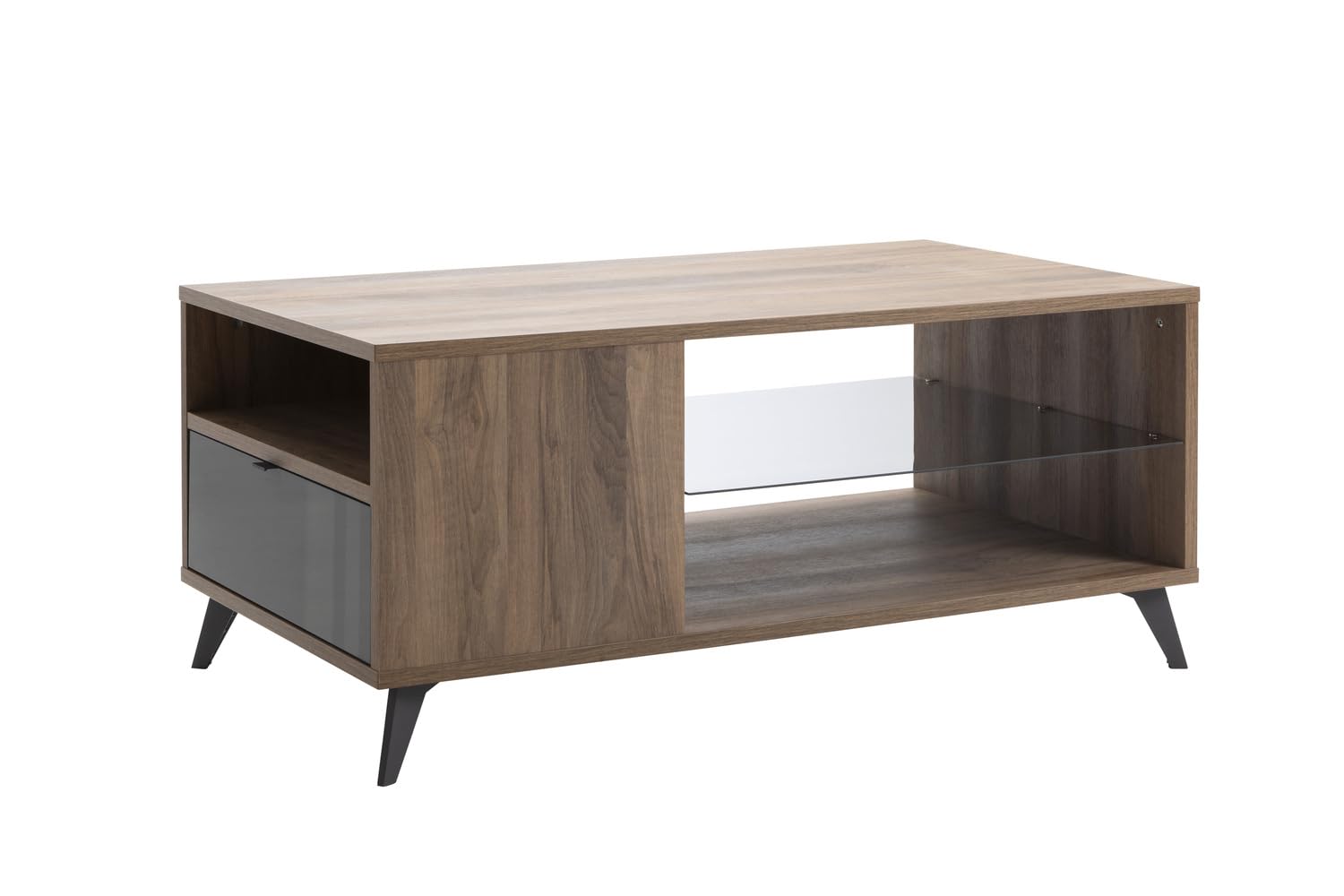 Composad | Soggiorno Completo della Linea INFINITO, set di 6 Mobili, Pensile, Mobile Porta TV, Madia, Tavolino da Salotto, Noce Brera e Grigio Titanio Laccato, Made in Italy