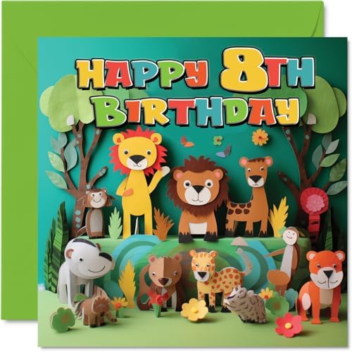 Geburtstagskarte zum 8. Geburtstag für Jungen und Mädchen