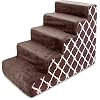 Best Pet Supplies Dog Stairs & Steps - Foam Steps for Small Dogs & Cats, Non-Slip Indoor Balanced Pet Step Support, Dog Ramp, No Assembly, Brown Lattice Print, 5-Step (22.5-inch Height)