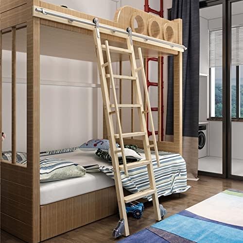 Sliding Ladder Hardware Kit - Stainless Steel Rolling Library Ladder System, 13.1ft Track with Floor Roller Wheels, Complete Round Tube Hanger Set for Easy Access & Storage