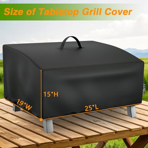 Image of EVRBUL Portable Grill Cover Fit for Cuisinart CGG-306 2 Burner Gas Grill, 420D Tabletop Grill Cover Fit for Pit Boss 10697 75275 Fit for Royal Gourmet GT1001, 25 inch L x 19 inch W x 15 inch H