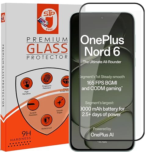 Image of STP FEEL Premium Tempered Glass Screen Protector Guard Compatible For Oneplus Nord 6 5G (6.78 Inch, Pack of 1) | Edge to Edge Coverage With Easy to installation kit for Smartphone
