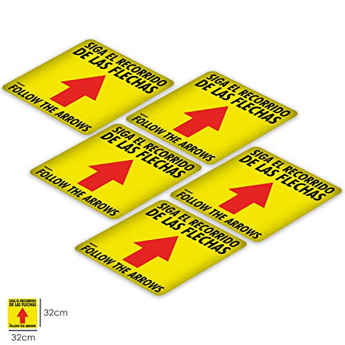 Rotulacion Suelo Siga Las Flechas. Pegatinas Señalizacion. 5 Unidades