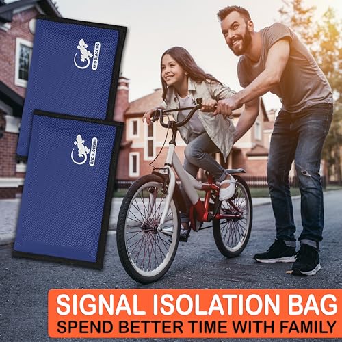 Image of Gecko Travel Tech Blue Nylon Faraday Bag - Signal Blocker for Cell Phone, Car Key FOB, Data Privacy (BLUE - NYLON)