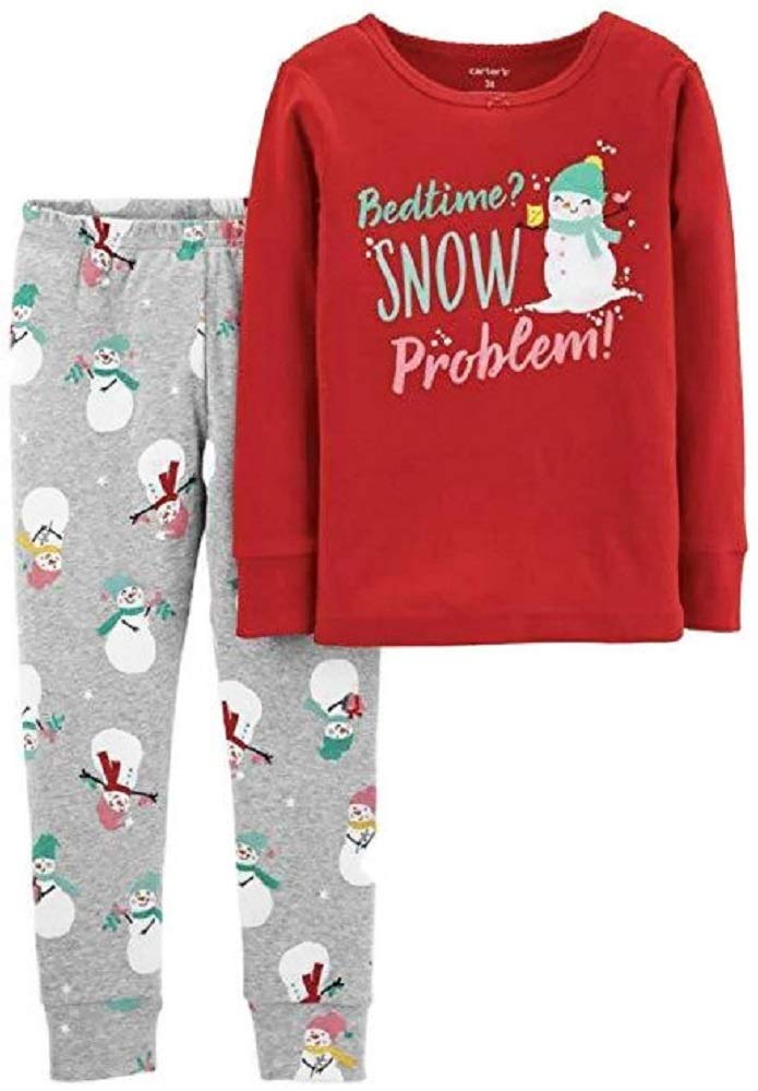 Carter's Girl Christmas Bedtime? Snow Problem Snug Fit Tops & Bottoms Pajama Set (12 Months)