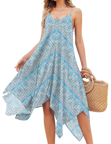 Image of Chigant Women's 2026 Summer Dress Casual Boho Sundress Spaghetti Strap Swimwear Cover Up Beach Flowy Midi Vacation Dresses