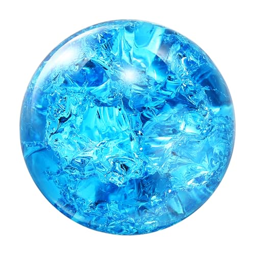 sourcing map Sfera di cristallo da 40 mm, in vetro incrinato di ghiaccio, sfera decorativa solida, ornamento per Feng Shui, divinazione, divinazione della fortuna, fontana da tavolo, blu lago