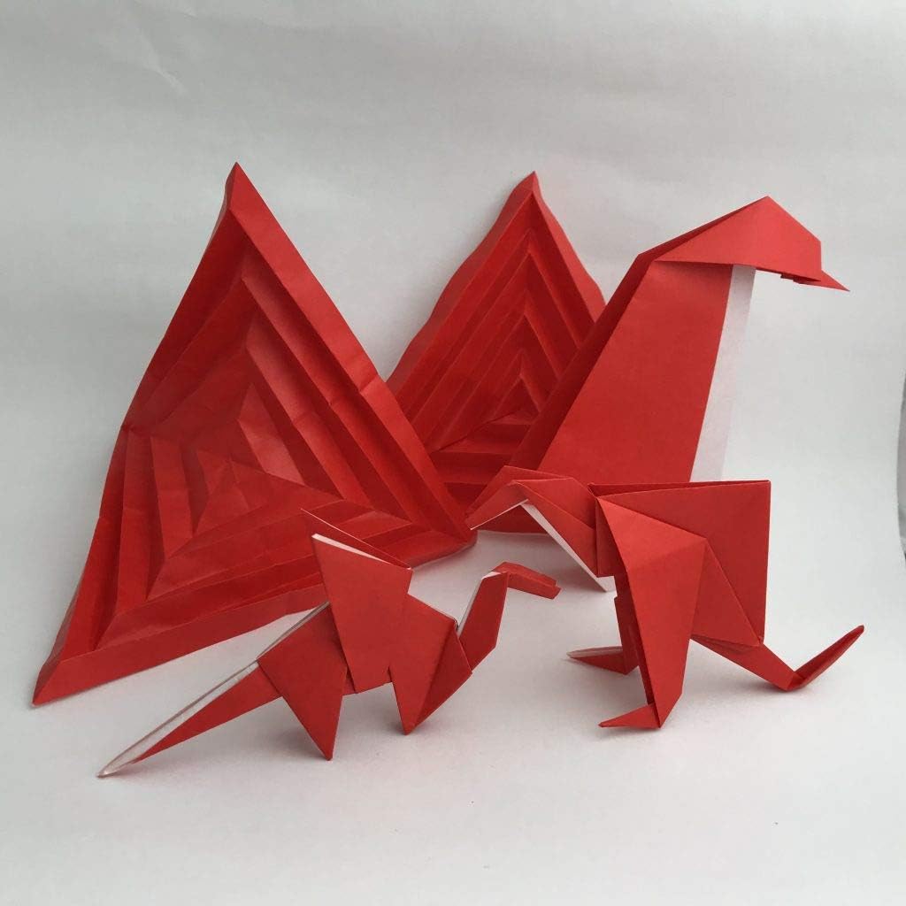 [Taro's Origami Studio] Standard 6 Inch One Sided Single Colors (Red) 50 Sheets (All Same Color) Square Easy Fold Premium Japanese Paper for Beginner