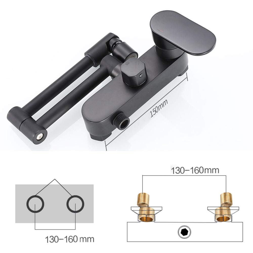 Grifos mezcladores para Fregadero Grifo de Cocina Pared con rociador Giratorio lavandería latón Cromado Dos Modos Agua Caliente y fría diseño Doble manija un Uso Sencillo Estilo mo