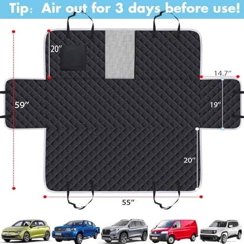 Meolsaek Car Seat Cover for Dogs, Non-Slip Dog Hammock for Car Back Seat, with Mesh Window Scratch Proof Nonslip Back Seat Protector for Trucks SUVs Most Cars (Black) - Image 6