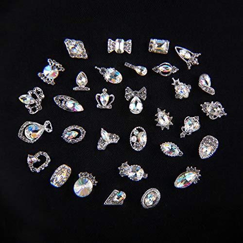 48Pcs Rhinestones For Nails, Nail Diamonds Glass Crystal Ab Metal Gems Jewels Stones For 3D Nails Art Decoration #TOP2