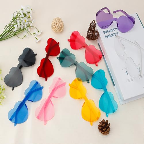 10 Pairs Heart Sunglasses Heart Shaped Sunglasses Bulk Rimless Clear Heart Glasses for Women Girl Party Favor4
