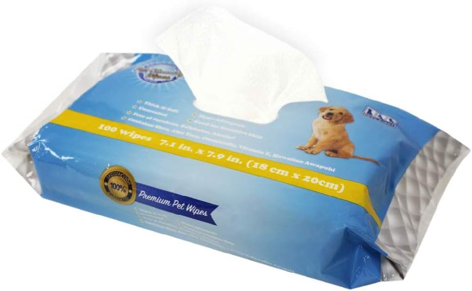 Pets First DOG GROOMING WIPES Hypoallergenic All-Natural Dog Wipes. LARGE SIZE 100 count, Unscented, Smooth, Hydrating, Deodorizing PET…