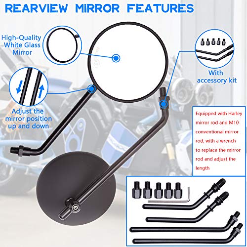 Image of DREAMIZER 3.8 inch Motorcycle Rear View Side Mirror Round 8mm 10mm Universal Compatible with CB350 CB1100 Guide ATV Dirt Bike Cruiser Chopper - Black #1