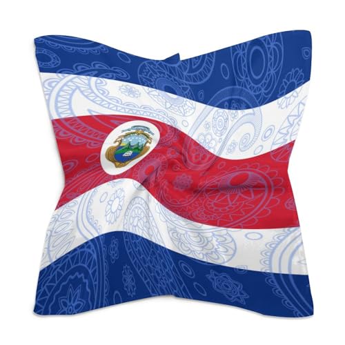 Costa Rica Paisley Flag Fashion Square Neck Scarf Head Kerchief Hair Bandana Headscarf for Women 6