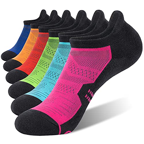Image of CS CELERSPORT 6 Pack Women's Ankle Running Socks Cushioned Low Cut Tab Athletic Socks