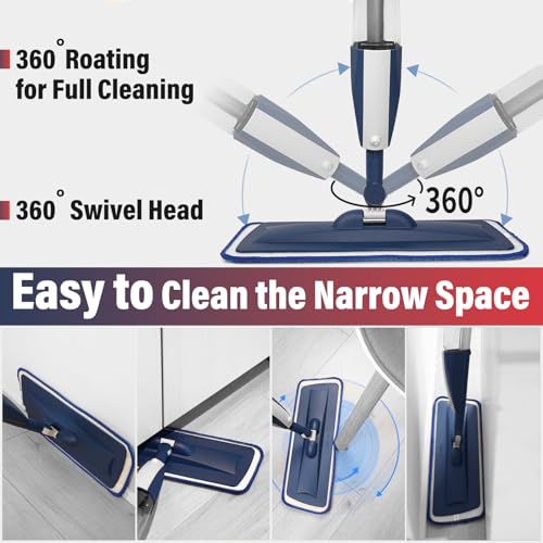 Image of Spray Mop for Floor Cleaning, 2 Pack with Refillable Bottles & Pads | 14 oz refillable bottles, 6 pads included,wet /dry use on hardwood /tile /laminate floors, home or commercial cleaning