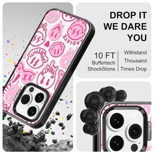 Coque iPhone 14 Pro antichoc MagSafe protection militaire sourires roses