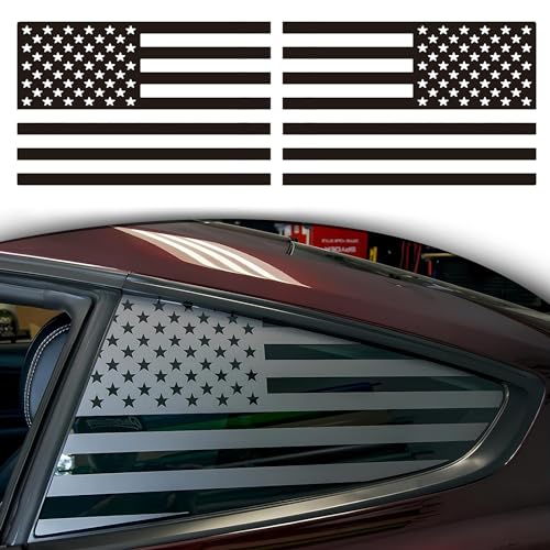 Image of Rear Quarter Window American Flag Decals for Car SUV Trucks | Universal Matte Back USA Flag Side Window Vinyl Sticker, Free Installation Tools (A Pair)