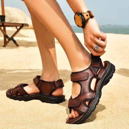 Image of Arkbird Men's Sandals, Closed Toe Leather Fisherman Outdoor Hiking Sport Shoes Summer