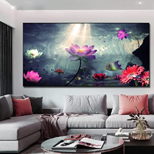 Cuadro de loto en lienzo dsdsgog de 50x100cm sin marco para decoración