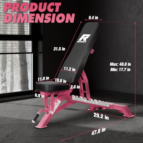 Image of RITFIT Adjustable Weight Bench, Incline Decline Flat, 1300LB Capacity | Full Body Workout Bench for Home Gym Strength Training, 10 Backrest Positions, 3 Seat Angles, Heavy Duty Steel Frame