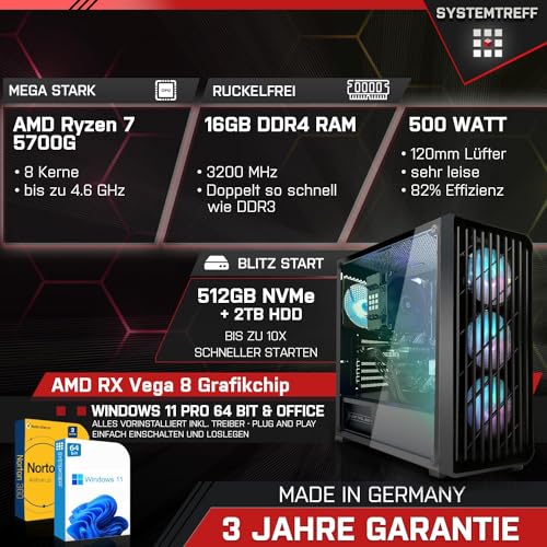 Gaming-PC bis 1000 Euro mit AMD Ryzen 7 5700G und Radeon RX Vega 8
