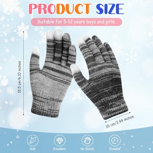 Image of 6 Pairs Kids Winter Gloves Knit Gloves for Kids Children Stretchy Double Yarn Touchscreen Mittens for Boys and Girls