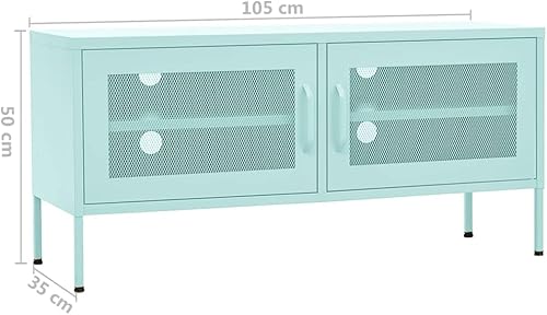 Miniatura 9 de Armario de almacenamiento de TV de acero con 2 puertas de malla, consola multimedia de metal centro de entretenimiento con armarios de