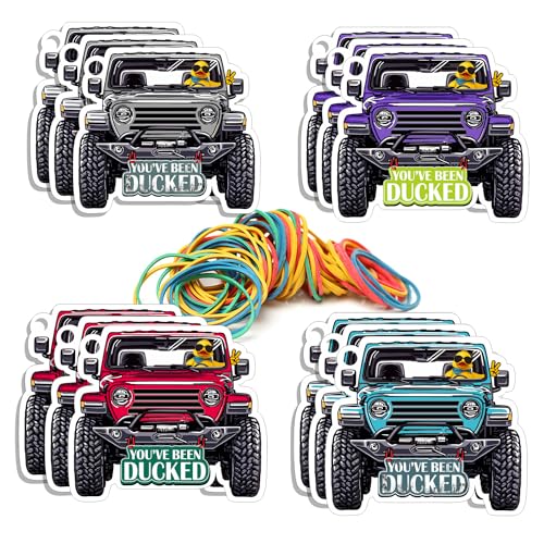 Youve Been Ducked Game CardDucking Game Card for Jep or SUV Duck Tags Rubber Duck for Tags 4 Color Car Design with Round Hole and Rubber Bands 50Pack (4 Color)